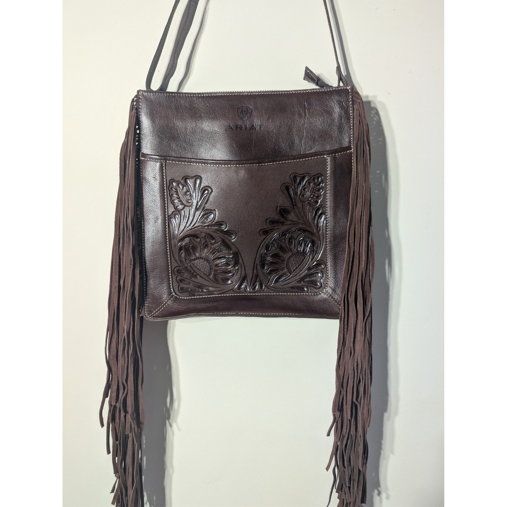 ARIAT Victoria Fringe Leather‎ Messenger Bag Conceal Carry Brown Leather Western - Picture 2 of 13